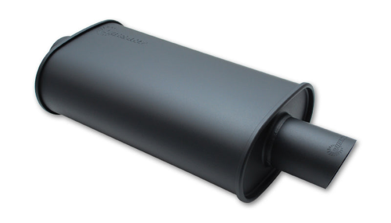 Vibrant StreetPower FLAT BLACK Oval Muffler with Single 3.5in Outlet - 3.5in inlet I.D.