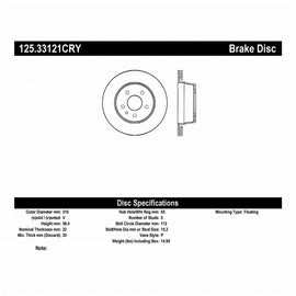 Centric 08-15 Audi TT Quattro Premium Rear CryoStop Brake Rotor