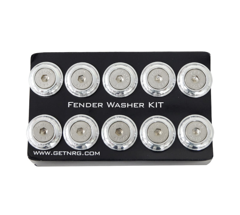 NRG Fender Washer Kit w/Rivets For Plastic (Silver) - Set of 10