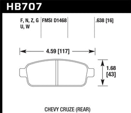 Hawk 11-12 Chevy Cruze Eco/LS/1LT/2LT/LTZ DTC-70 Rear Race Brake Pads