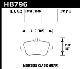 Hawk 14-17 Mercedes-Benz CLA 250 HPS Street Rear Brake Pads