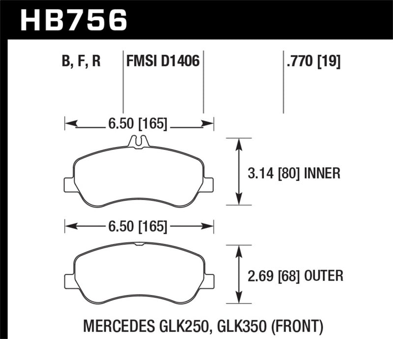 Hawk 10-15 Mercedes-Benz GLK350 / 13-15 Mercedes-Benz GLK250 HPS Street Front Brake Pads