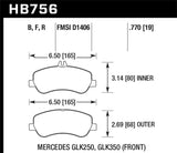 Hawk 10-15 Mercedes-Benz GLK350 / 13-15 Mercedes-Benz GLK250 HPS 5.0 Street Front Brake Pads