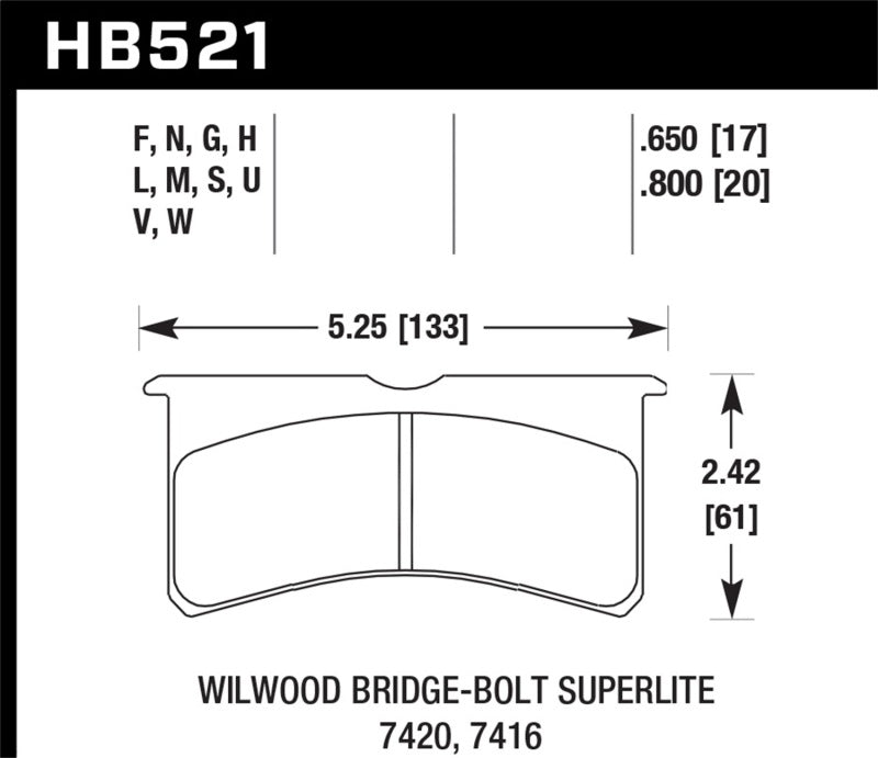 Hawk Wilwood Superlite SL4R 7420 HPS 5.0 Brake Pads