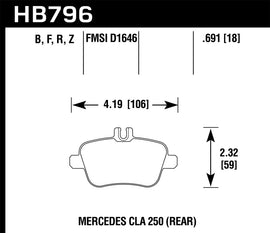Hawk 14-17 Mercedes-Benz CLA 250 HPS Street Rear Brake Pads