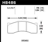 Hawk DTC-70 Race Front Brake Pads Brembo 28mm Thick