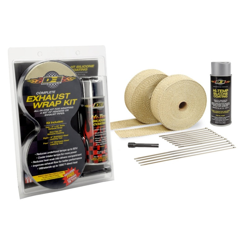 DEI Exhaust Wrap Kit - Tan Wrap and Aluminum HT - Retail Packaging