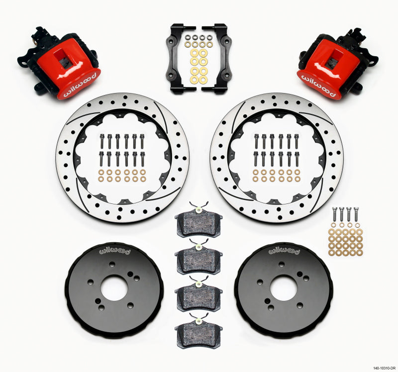 Wilwood Combination Parking Brake Rear Kit 12.88in Drilled Red Honda S2000
