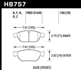 Hawk Audi 2013 A5 Quattro / 12-16 A6 Quattro/A7 Quattro/A8 Quattro HP Plus Front Brake Pads