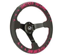 Load image into Gallery viewer, NRG Reinforced Steering Wheel - Oaktree Outlaw Collaboration Black Leather w/Neon Pink Finish