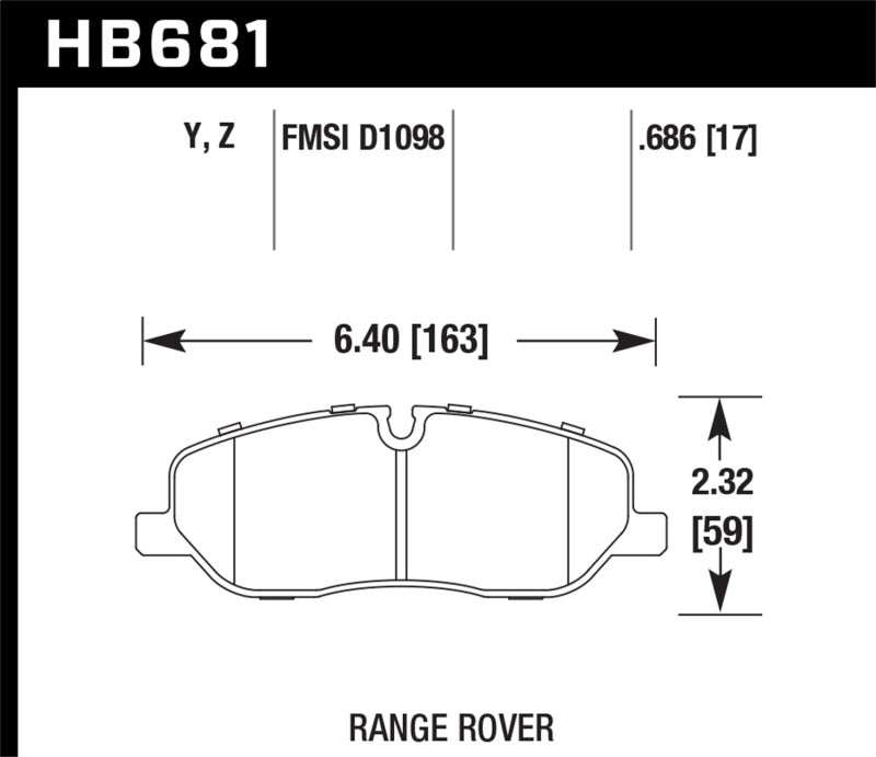 Hawk 05-09 Range Rover LR3 D1098 Performance Ceramic Street Front Brake Pads