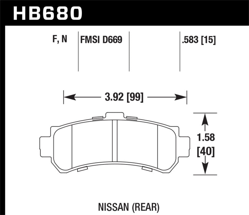 Hawk 96-99 Nissan Sentra Rear HPS Brake Pads