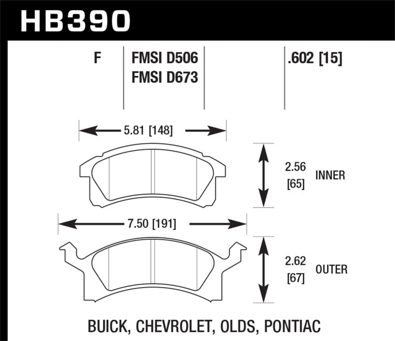 Hawk 99 Cavalier HPS Street Front Brake Pads