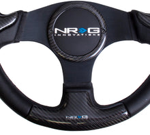 Load image into Gallery viewer, NRG Carbon Fiber Steering Wheel (350mm) Blk Frame Blk Stitching w/Rubber Cover Horn Button