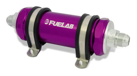 Fuelab 828 In-Line Fuel Filter Long -8AN In/-10AN Out 100 Micron Stainless - Purple