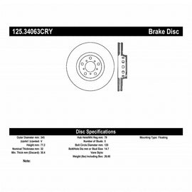 Stoptech 00-03 BMW M5 (E39) Front Right Premium High-Carbon Cryo Rotor