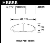 Hawk 09-15 Honda Pilot HPS 5.0 Front Brake Pads