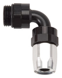 Russell Performance Swivel Hose End Assy #10 AN Male SAE Port to #8 Hose 90 Deg Clr/Blk Anodized