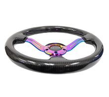 Load image into Gallery viewer, NRG Carbon Fiber Steering Wheel (350mm / 1.5in. Deep) Neochrome 3-Spoke Design w/Slit Cuts