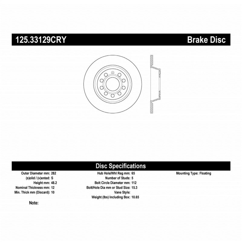 Stoptech Premium Cryo High Carbon Brake Rotor