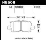 Hawk Honda Odyssey Performance Ceramic Street Rear Brake Pads