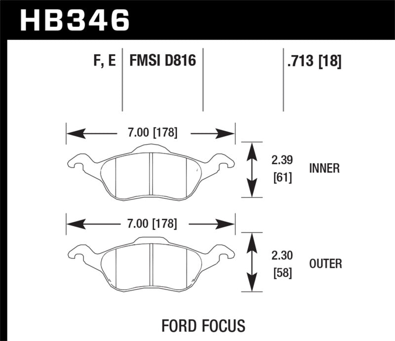Hawk 00-04 Ford Focus Blue 9012 Race Front Brake Pads