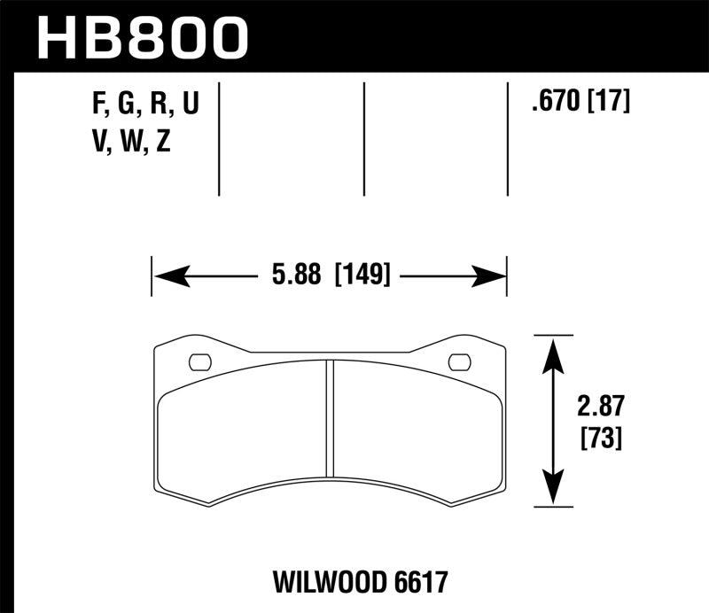 Hawk Wilwood 17mm 6617 Calipers HPS Street Brake Pads