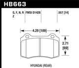 Hawk 10 Hyundai Genesis Coupe (Track w/ Brembo Breaks) Performance Ceramic Street 14mm Rear Brake Pa