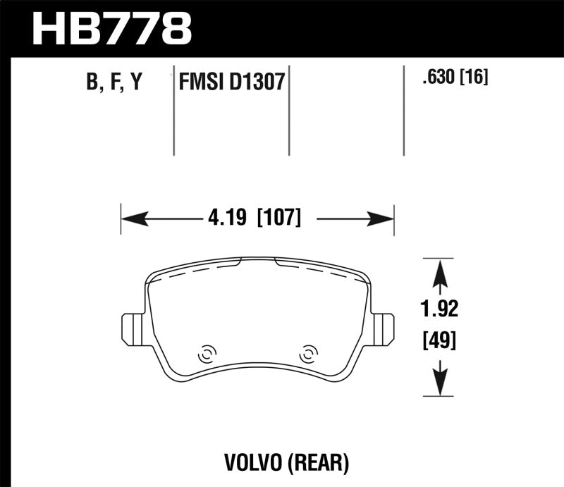 Hawk 16-17 Volvo S60/ 16-17 Volvo V60 Street Rear Brake Pads