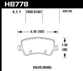 Hawk 16-17 Volvo S60/ 16-17 Volvo V60 Street Rear Brake Pads