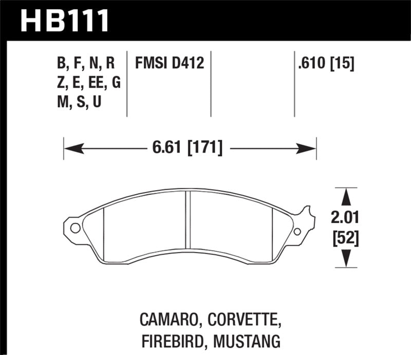 Hawk 94-04 Mustang Cobra / 88-96 Corvette / 88-92 Camaro w/HD Brakes Front Blue 9012 Race Brake Pads