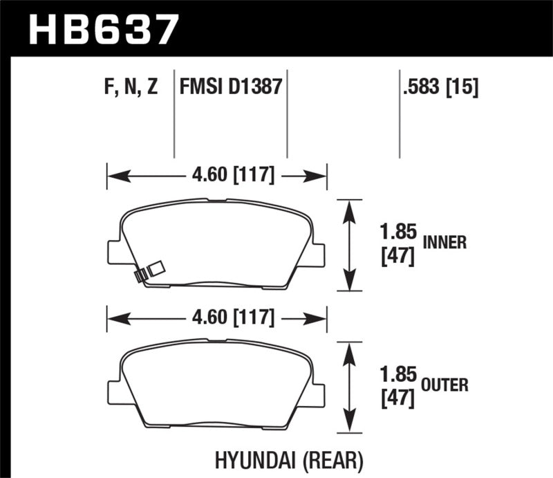 Hawk 09-10 Hyundai Genesis Sedan V8 HPS Street Rear Brake Pads