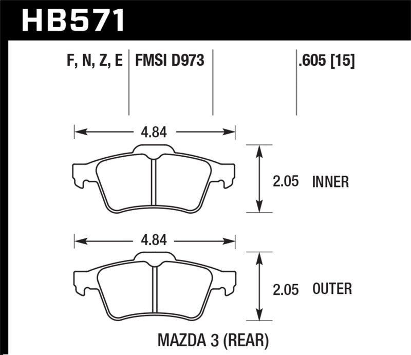 Hawk 07-09 Mazdaspeed3 / 06-07 Mazdaspeed6 / 06-07 Mazda3 Performance Ceramic Street Rear Brake Pads