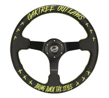 Load image into Gallery viewer, NRG Reinforced Steering Wheel - Oaktree Outlaw Collaboration Black Leather w/Neon Yellow Finish