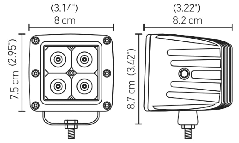 Hella HVF Cube 4 LED Off Road Kit - 3.1in 2X12W