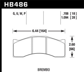 Hawk Brembo NASCAR Front / Brembo X6, L4 01/04 DTC-70 Race Brake Pads