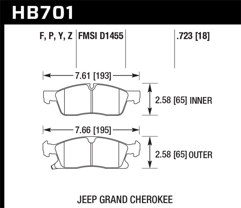 Hawk 11-12 Dodge Durango / 11-12 Jeep Grand Cherokee Perf Ceramic Front Street Brake Pads