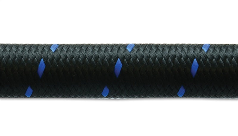 Vibrant -4 AN Two-Tone Black/Blue Nylon Braided Flex Hose (2 foot roll)