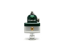 Load image into Gallery viewer, Fuelab 575 Carb Adjustable Mini FPR Blocking 4-12 PSI (1) -6AN In (2) -6AN Out - Green
