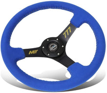 Load image into Gallery viewer, NRG Reinforced Steering Wheel (350mm / 3in. Deep) Blue Alcantara w/ Yellow Baseball stitching