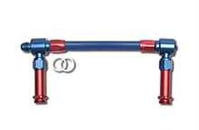 Load image into Gallery viewer, Russell Performance -8 AN to -8 AN Twist-Lok Holley 4150 Dual Inlet Carb Kit (Red/Blue)