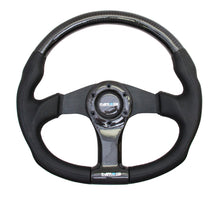 Load image into Gallery viewer, NRG Carbon Fiber Steering Wheel (350mm) Oval Shape Black w/Leather Trim