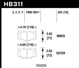Hawk 91-94 Toyota 4Runner / 92-95 Toyota 4Runner SR5 Blue 9012 Race Front Brake Pads