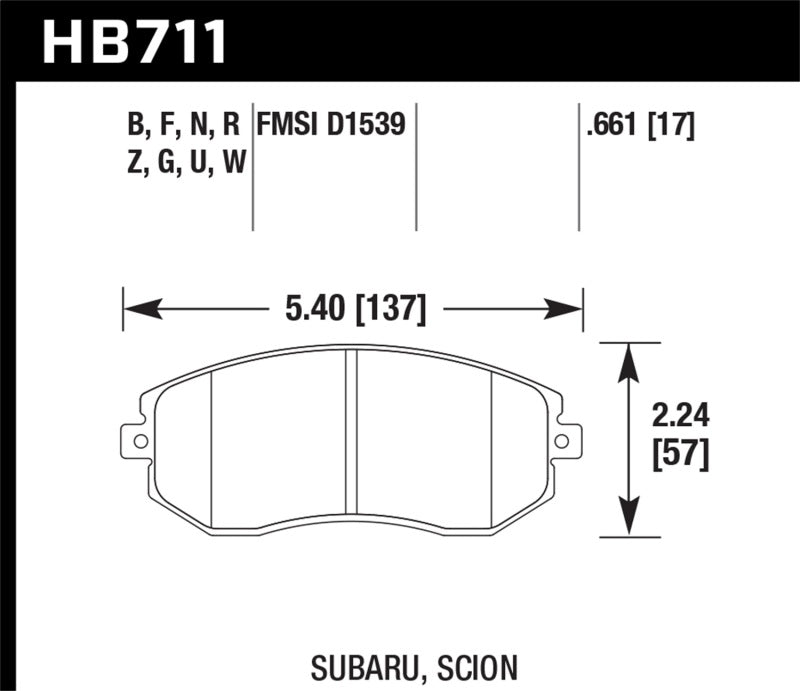 Hawk 13 Subaru BRZ/13 Legacy 2.5i / 13 Scion FR-S DTC-70 Front Race Brake Pads