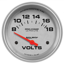 Load image into Gallery viewer, Autometer Ultra-Lite 66.7mm Short Sweep Electric 8-18 Volts Voltmeter