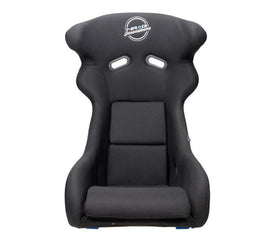 NRG FRP Bucket Seat - White Finish with Arrow Embroidery And Blue Side Mount Bracket