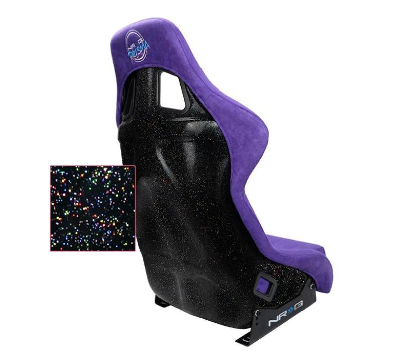 NRG FRP Bucket Seat PRISMA Edition w/ Pearlized Back/ Purple Alcantara w/ Phone Pockets - Large