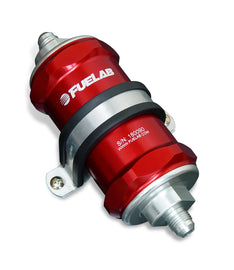 Fuelab 818 In-Line Fuel Filter Standard -6AN In/-12AN Out 100 Micron Stainless - Red