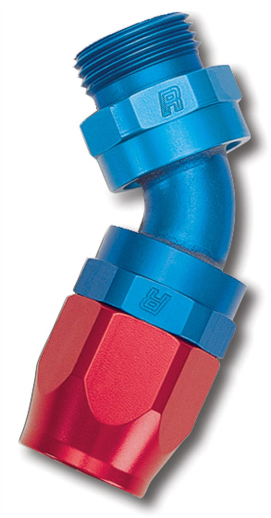 Russell Performance -10 AN Red/Blue Male SAE Port to -8 Hose 90 Degree (-10 Port 7/8in-14 Thread)
