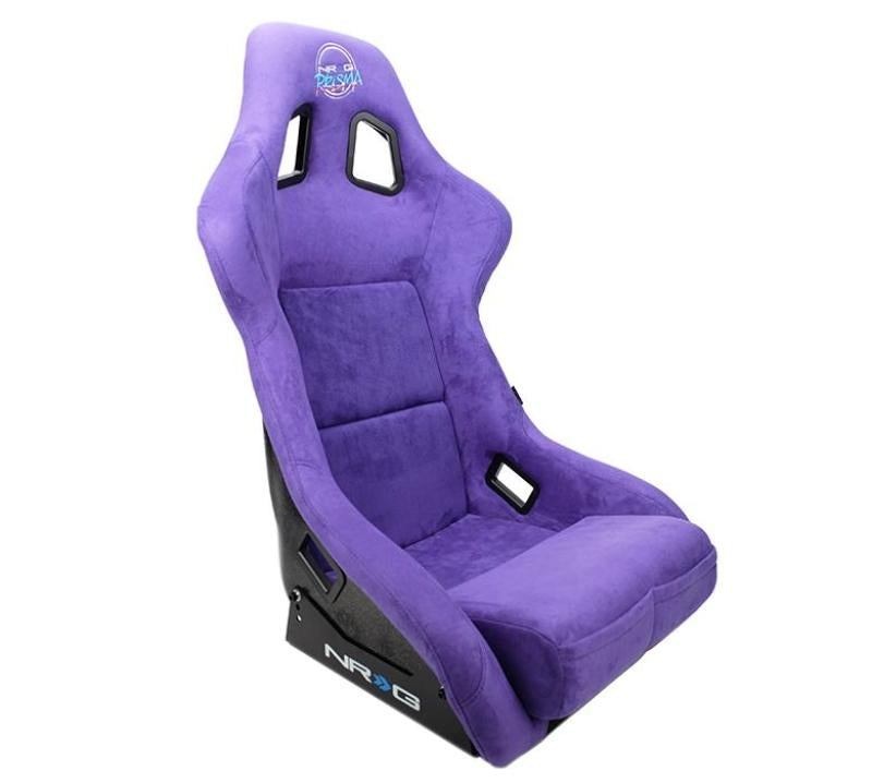 NRG FRP Bucket Seat PRISMA Edition w/ Pearlized Back/ Purple Alcantara w/ Phone Pockets - Large